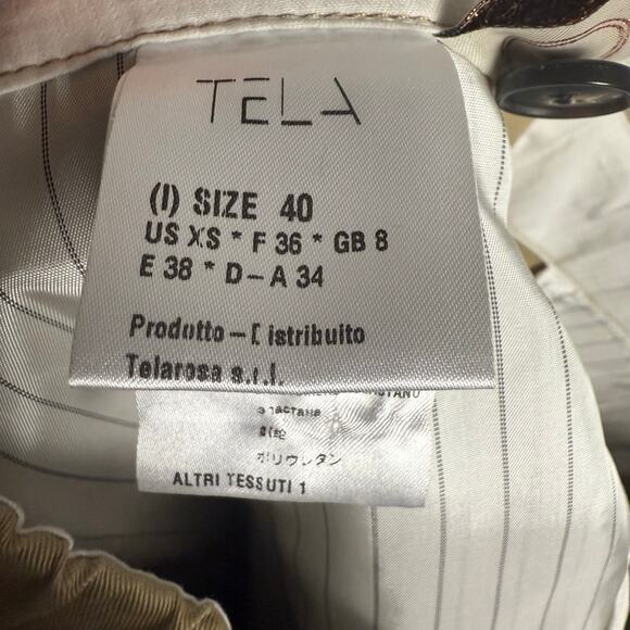 TELA Camel Gabardine Wide Leg High Rise Trousers Drawstring Waistband XS - Picture 14 of 15